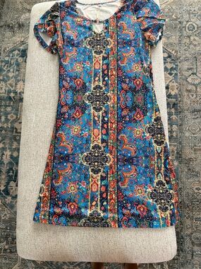 Vibrant Blue Paisley A-Line Dress